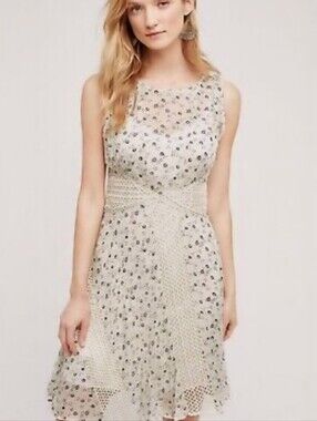 Anthropologie 100% Viscose with Cottone Lining  Lace Ditsy Floral Dress